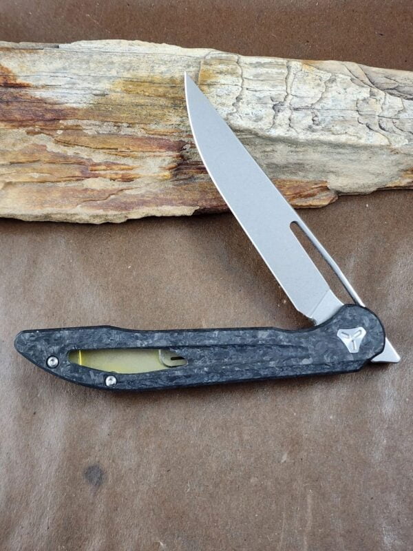 Boos Blades Smoke 2.0 Marble Carbon Fiber Frame Lock Knife Bronze Ti (3.5" BB) knives for sale