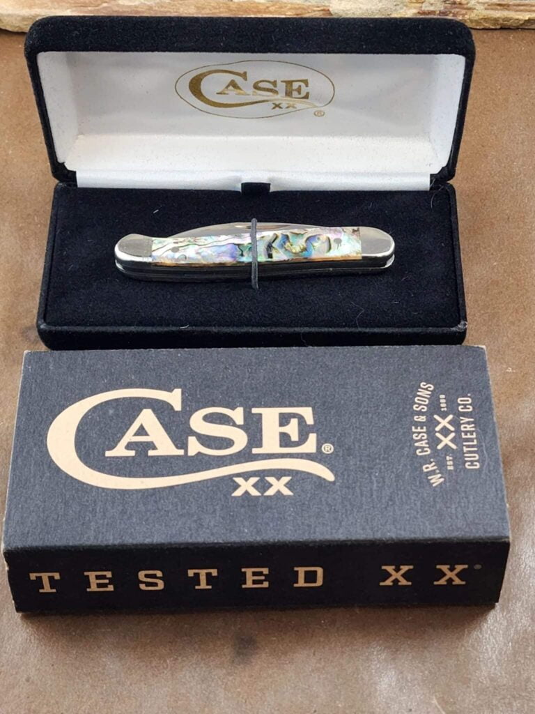 Case XX Genuine Abalone Mini Copperhead Stainless Pocket Knife knives for sale