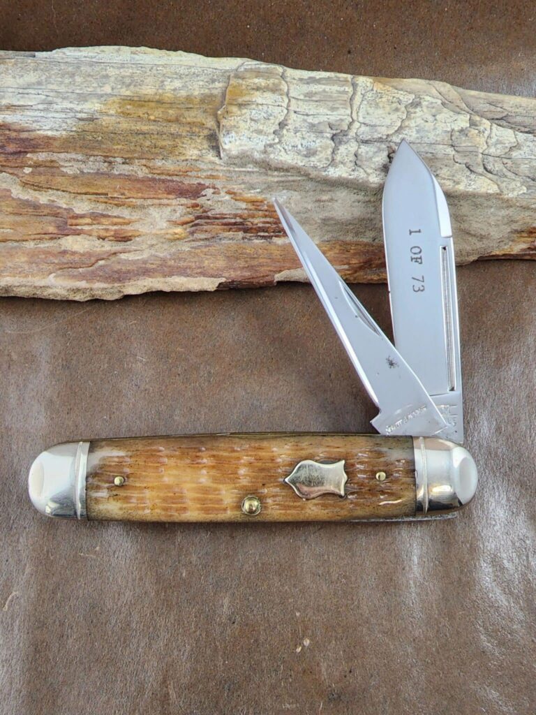 Schatt & Morgan USA Exclusive Limited Production 1 of 73. #99 Harness Jack Green Jig Bone. knives for sale