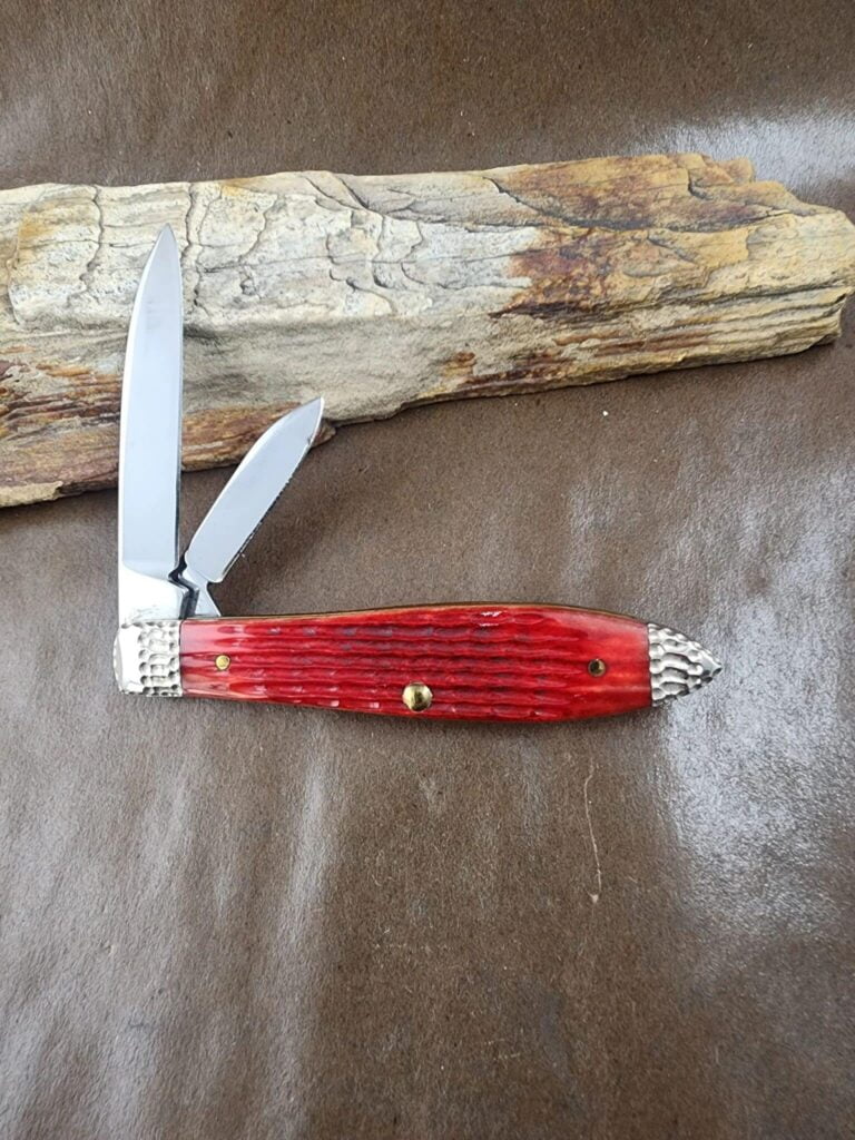 Case #53219 Teardrop Jack in Red Jigged Bone knives for sale