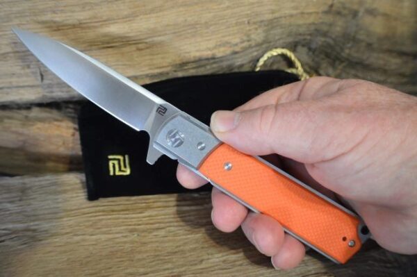 Artisan Classic Folder D2 Orange G-10 Handle knives for sale