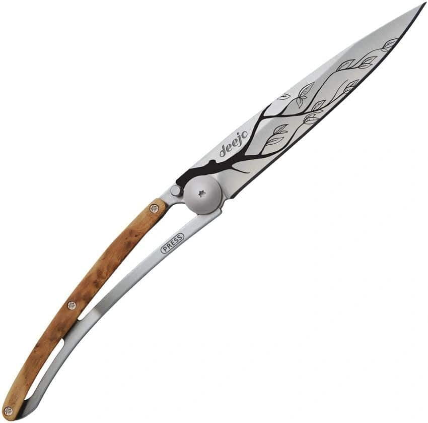Deejo Tatoo: Juniper Wood Tree *LEFT-handed knives for sale
