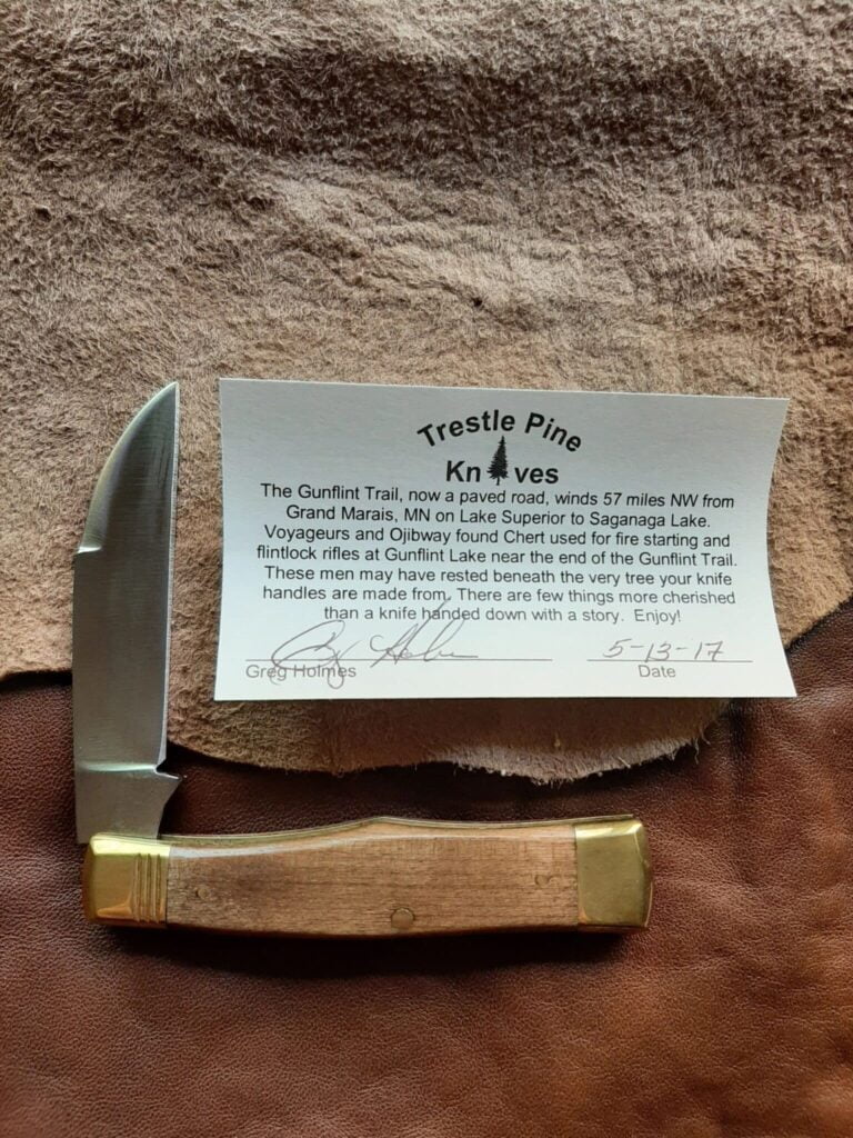 Trestle Pine Gunflint Old Growth Yellow Birch P knives for sale