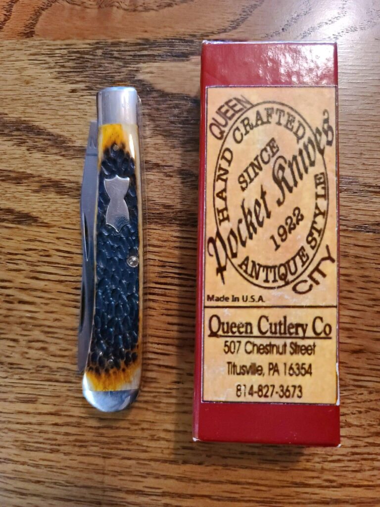 Queen City #19 EO Brown Jigged Bone 2014 knives for sale