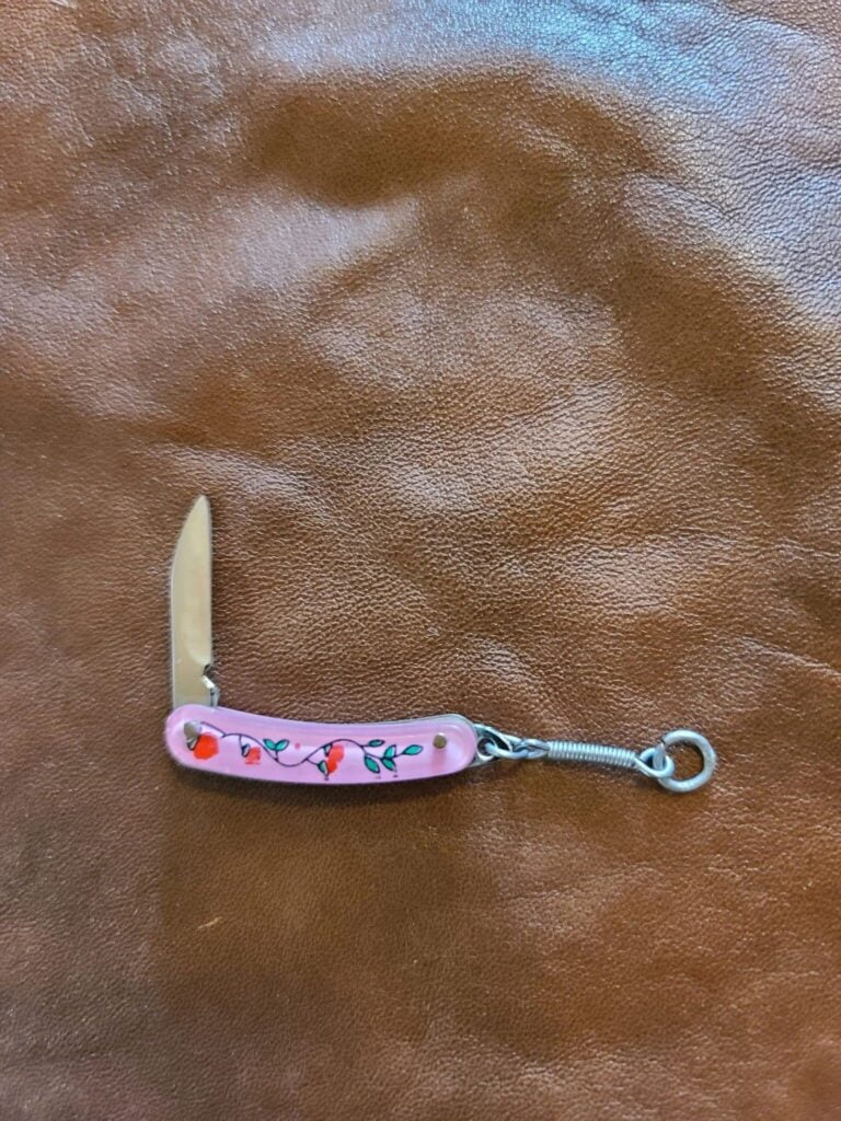 Miniature Pink Folding Pocket Knife Vintage knives for sale