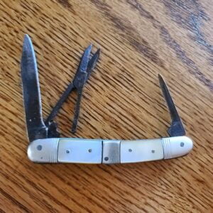 Vintage Solingen Germany MOP Folding Knife with Scissors antique pocket knives for sale