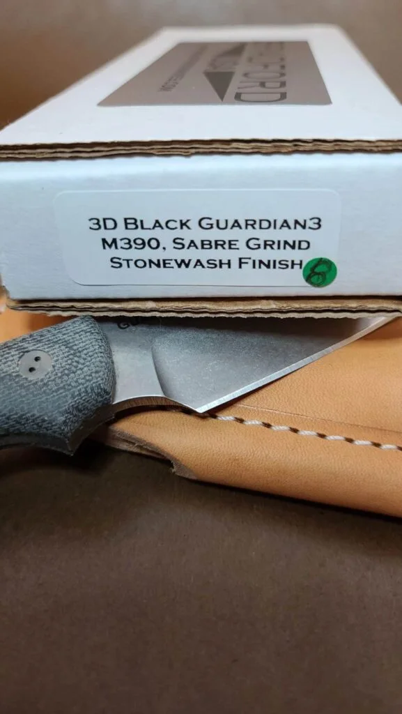 Bradford Gardian 3, 3D Black Micarta ,M390, Sabre Grind, Nimbus Finish knives for sale
