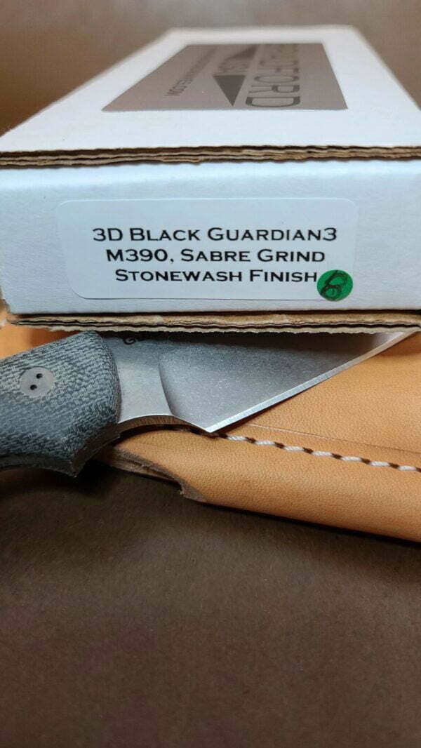 Bradford Gardian 3, 3D Black ,M390, Sabre Grind, Stonewash Finish knives for sale