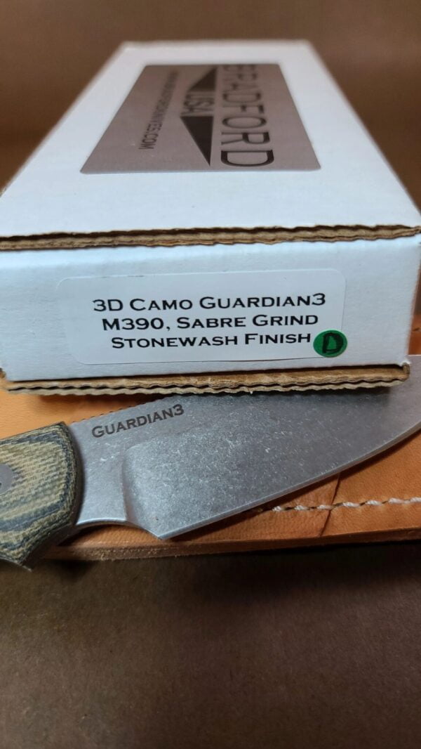 Bradford Gardian 3, 3D Camo ,M390, Sabre Grind, Stonewash Finish knives for sale