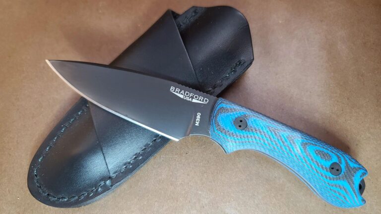 Bradford Gardian 3, 3D Black & Blue ,M390, False Edge, Black DCL Finish knives for sale