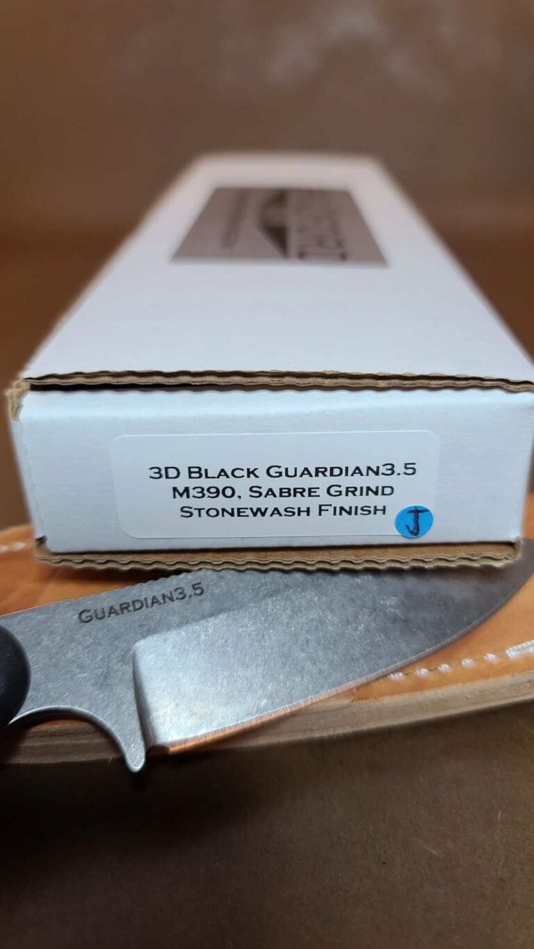 Bradford Gardian 3.5, 3D Black ,M390, Sabre Grind, Stonewash Finish knives for sale