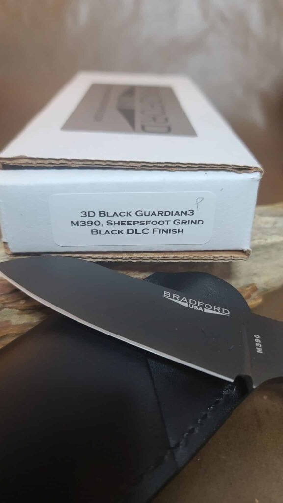 Bradford Gardian 3, 3D Black,M390, Sheepsfoot, Black DLC Finish knives for sale