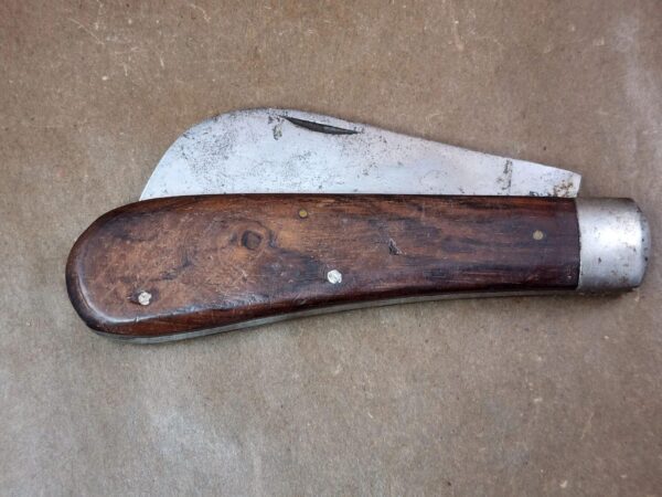 VINTAGE KUTMASTER UTICA, NY, USA HAWKBILL PRUNING KNIFE - WOOD SCALES knives for sale