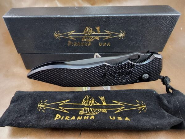 Piranha Predator "Black" Plain S30V Tactical Black Blade knives for sale