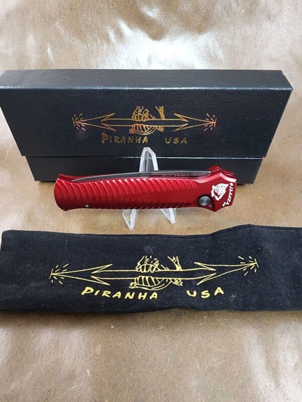 Piranha Mini Guard "Red" Plain CPM S30V Tactical Black Blade knives for sale