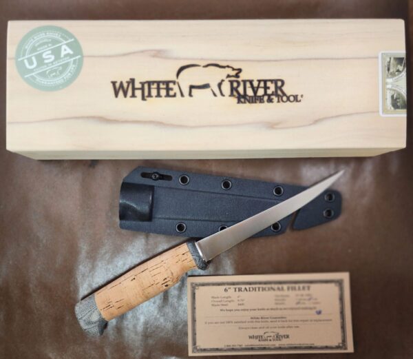 White River Knife & Tool 6" Fillet Knife with Cork Handle knives for sale