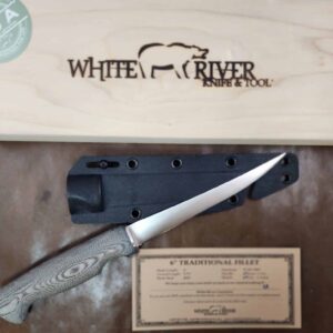 White River Knife & Tool 6" Fillet Knife with Black Canvas Micarta Handle knives for sale