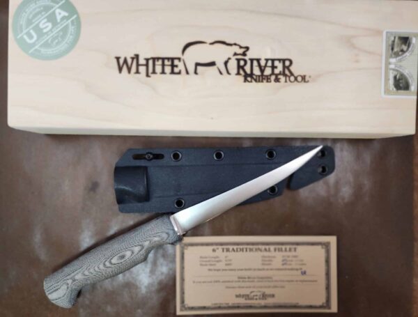 White River Knife & Tool 6" Fillet Knife with Black Canvas Micarta Handle knives for sale