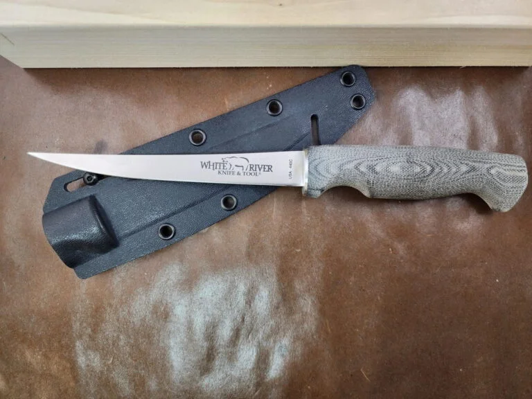 White River Knife & Tool 6" Fillet Knife with Black Canvas Micarta Handle knives for sale