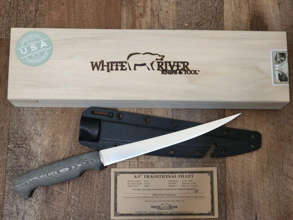 White River Knife & Tool 8.5" Fillet Knife with Black Canvas Micarta Handle knives for sale