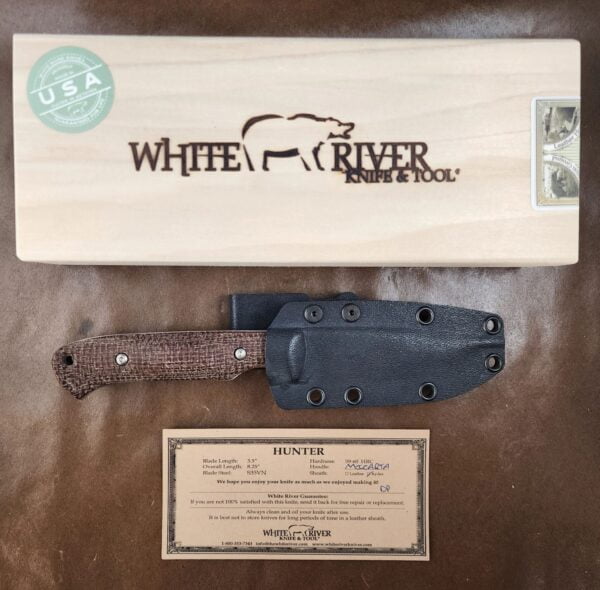 White River Knife & Tool Hunter Burlap Natural Micarta knives for sale