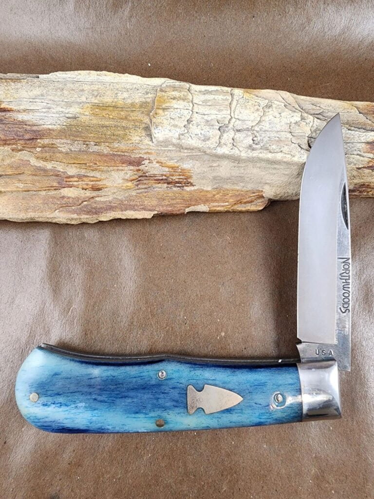 Northwoods #23 in Stunning Blue Camel Bone knives for sale