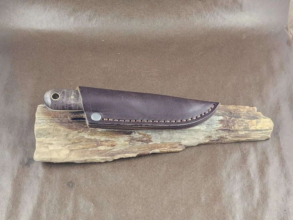 L.T. Wright Frontier Trapper in Dark Curly Maple with Black Liners knives for sale