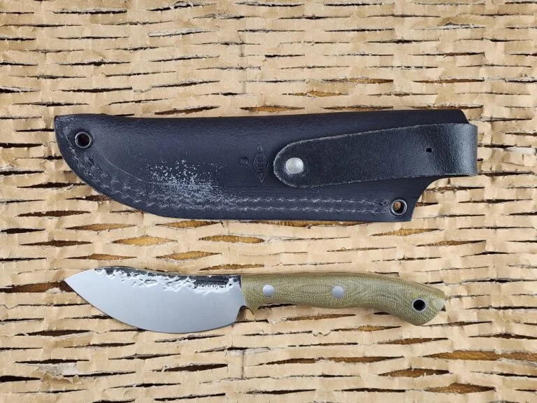 Lon Humphry Nessmuk Black Tail in Green Micarta with Forged 52100 Steel knives for sale