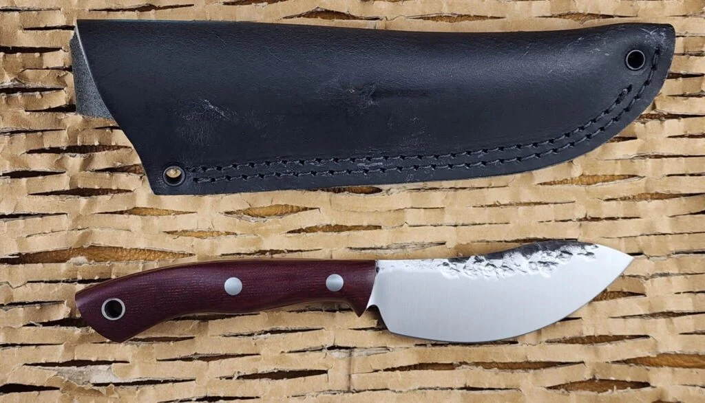 Lon Humphry Nessmuk Black Tail in Plum Micarta with Forged 52100 Steel knives for sale