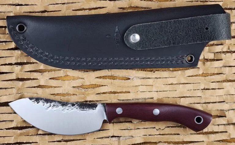 Lon Humphry Nessmuk Black Tail in Plum Micarta with Forged 52100 Steel knives for sale