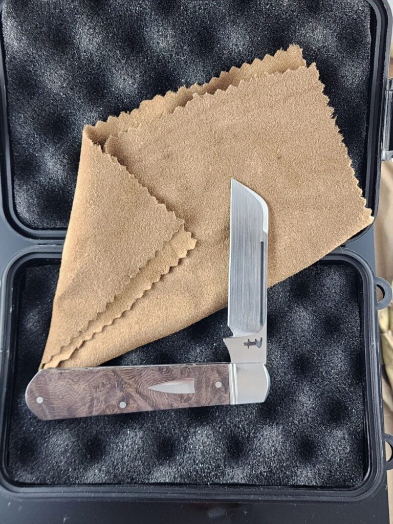 Riaan Ras Knives Custom Slip Joint in Oak Burl knives for sale