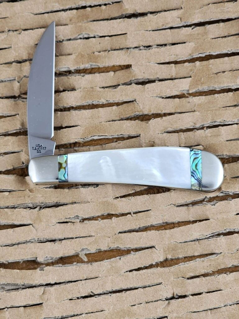Case T.B. 41117 Swayback Gent Custom MOP and Abalone knives for sale