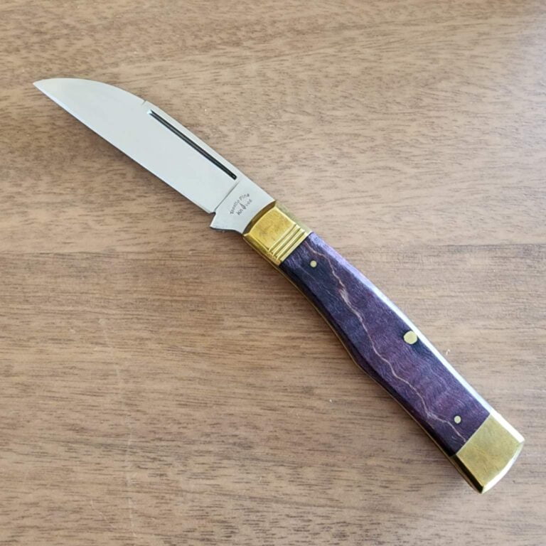 Trestle Pine Gunflint Purple Curly Maple P2 knives for sale