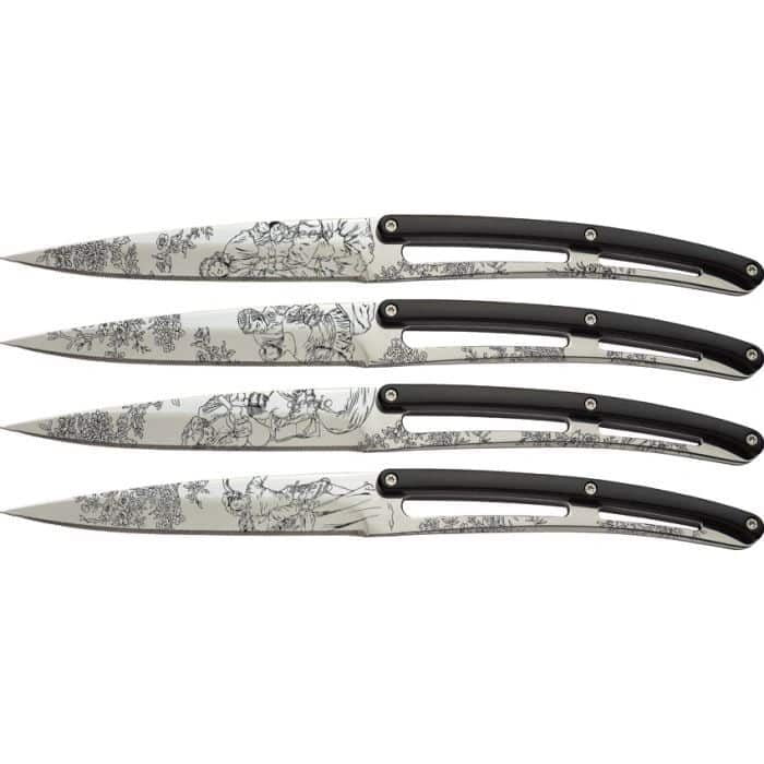 Deejo Steak Knife set with Toile de Jouy blade tattoo knives for sale