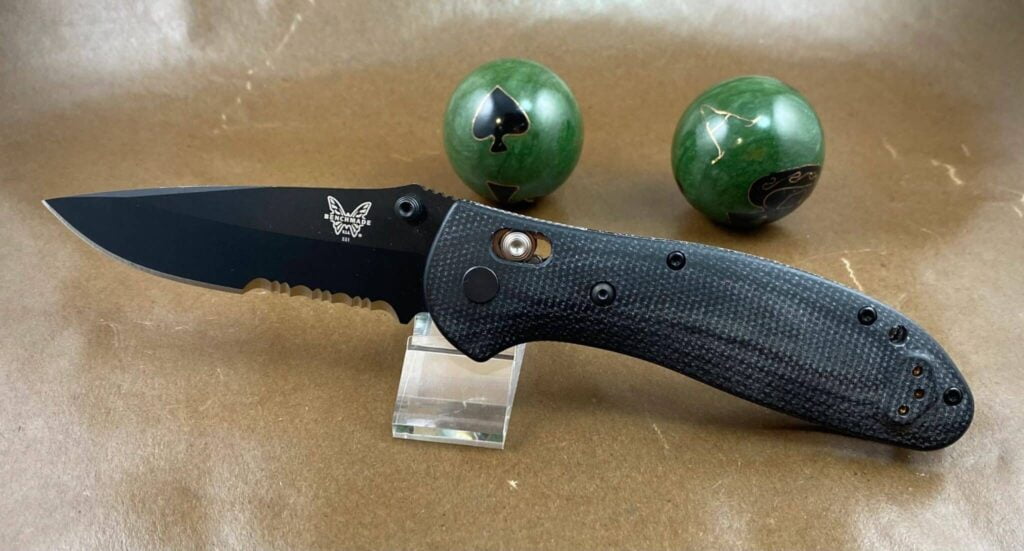 Benchmade 551SBK Griptilian Folding Knife 3.45" Black Drop Point Combo Blade knives for sale