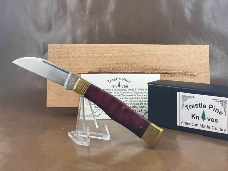 Trestle Pine Knives Gunflint ~ Curly Red Maple Handle knives for sale