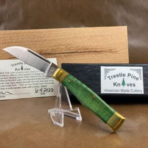 Trestle Pine Knives Gunflint ~ Curly Green Maple Handle knives for sale