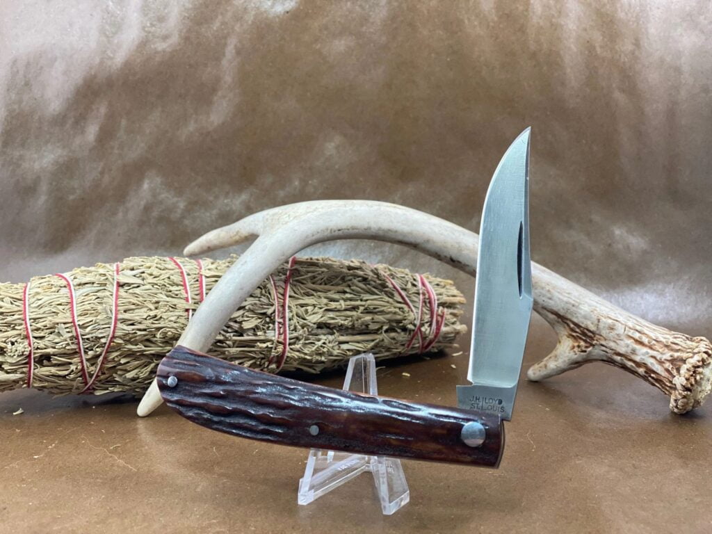 J.H. Loyd St. Louis#52100 Trapper in Stag USED knives for sale