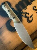 Smith & Sons BRAVE D2 Fixed Blade in Maple/Black Richlite with Leather Sheath knives for sale