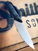 Smith & Sons BRAVE D2 Fixed Blade in Black Burlap Micarta with Leather Sheath knives for sale
