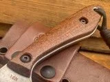 Smith & Sons SPUR Fixed Blade in Brown Burlap Micarta with Leather Sheath knives for sale