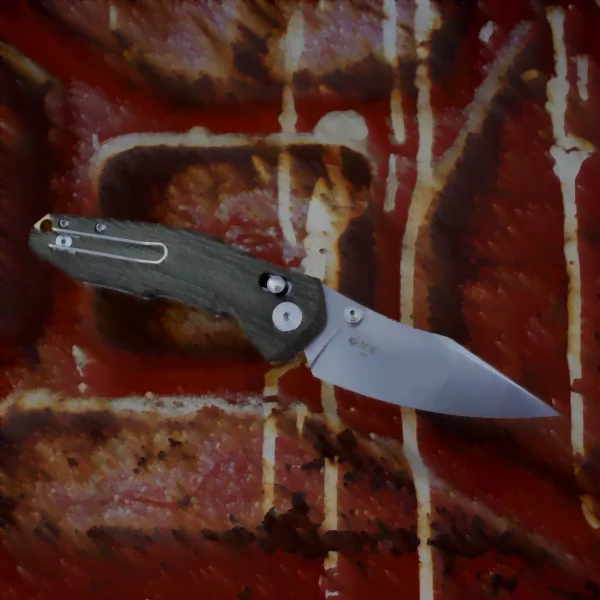 Giant Mouse ACE Nazca-Green Canvas Micarta knives for sale