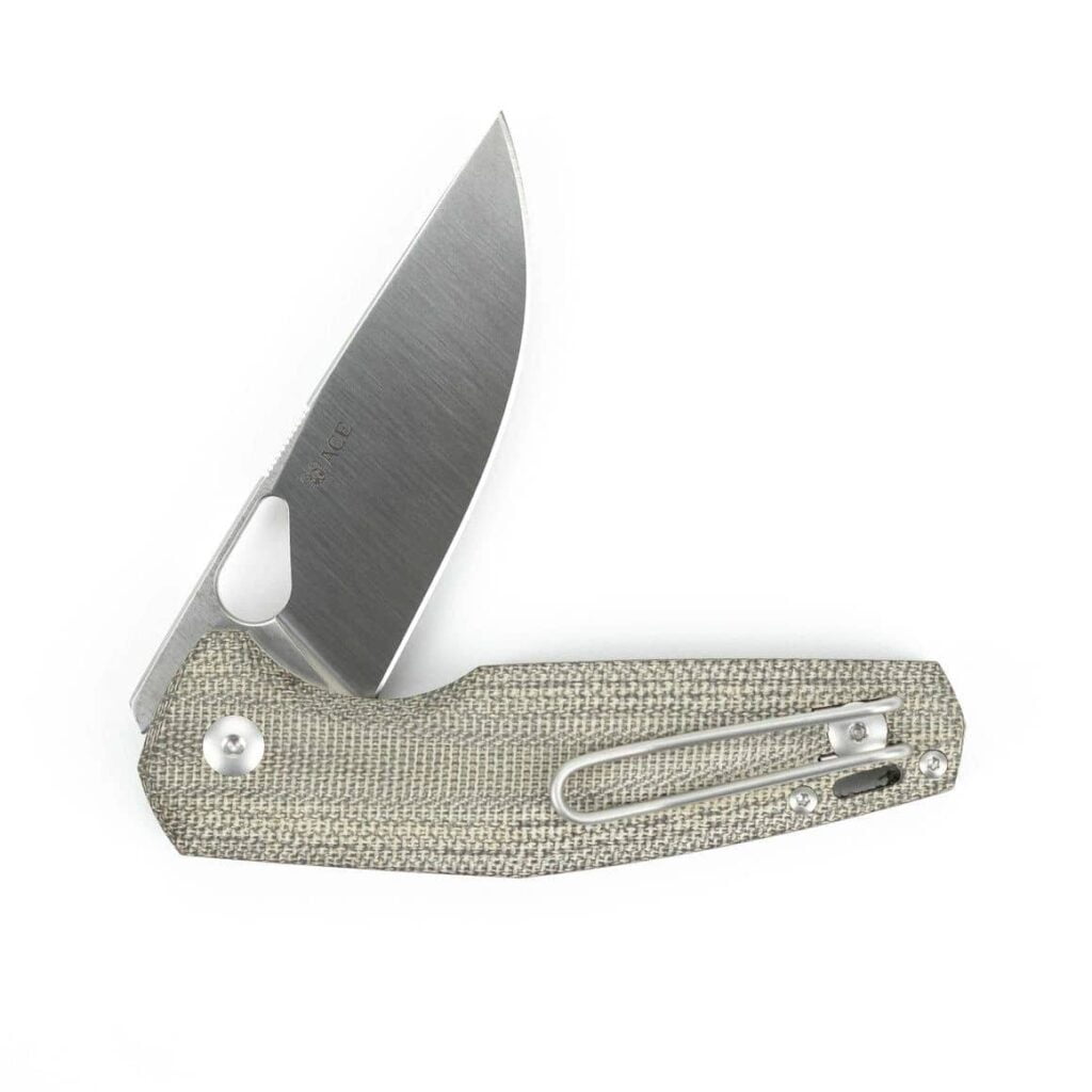 Giant Mouse ACE Nimbus V2-Green Canvas Micarta knives for sale