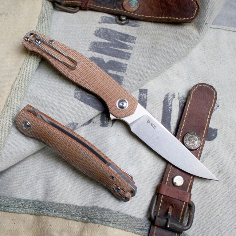 Giant Mouse ACE Sonoma V2-Natural Canvas Micarta knives for sale