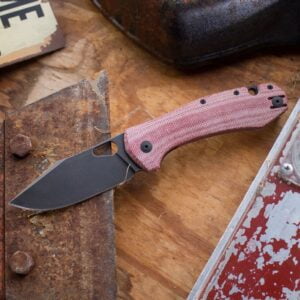 Giant Mouse ACE Grand-Red Canvas Micarta PVD knives for sale