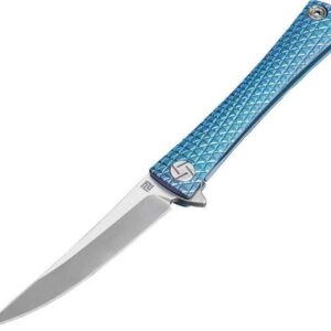 Artisan Waistline Frame Lock S35VN 1805G-BUS Blue Titanium knives for sale