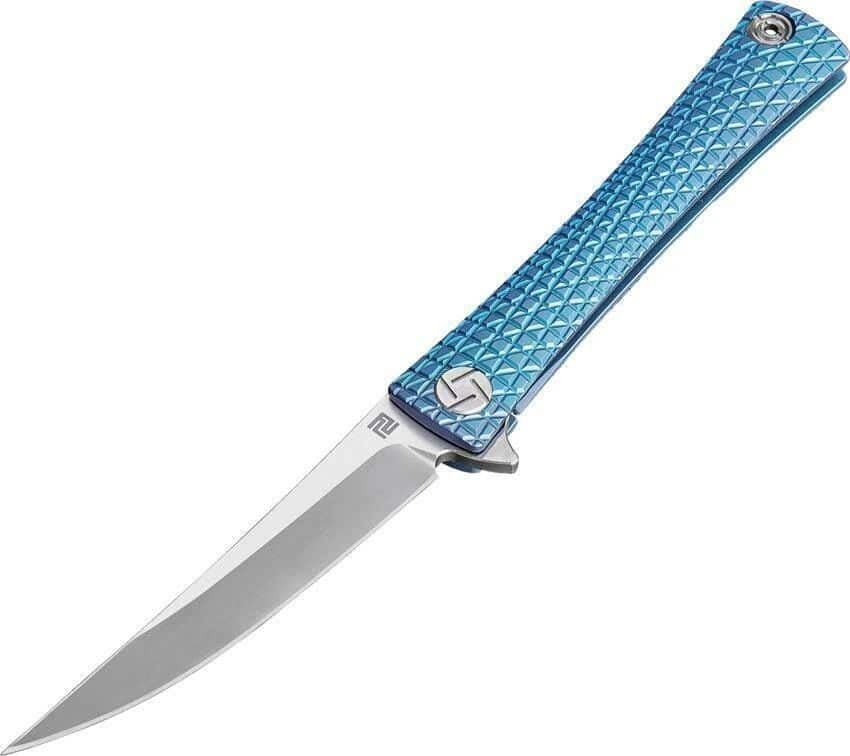 Artisan Waistline Frame Lock S35VN 1805G-BUS Blue Titanium knives for sale