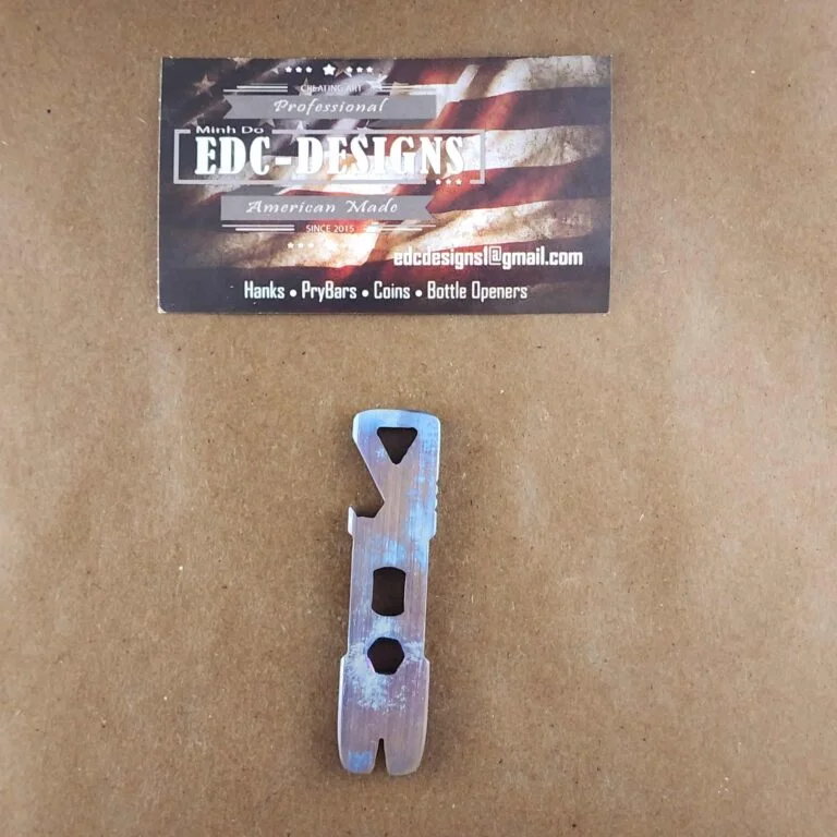 Titanium Mini Pry Bar with Beautiful Heat Treat Patina knives for sale