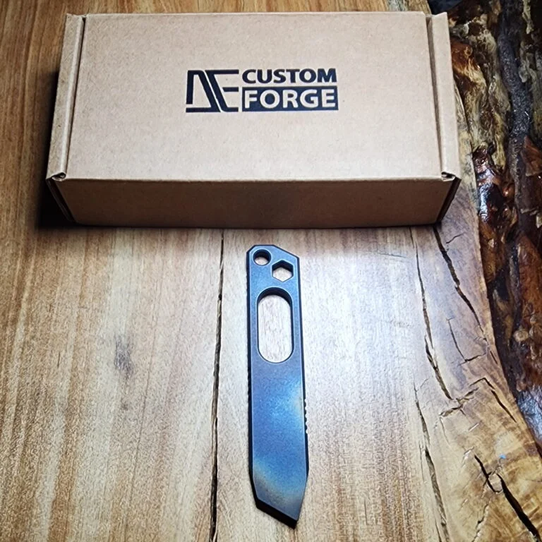 Titanium Mini Pry Bar with Beautiful Heat Treat Patina knives for sale
