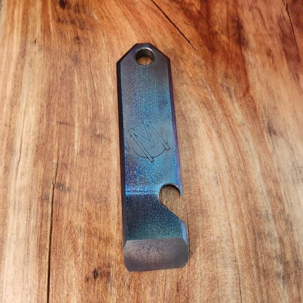 Titanium Mini Pry Bar with Beautiful Heat Treat Patina knives for sale